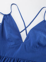 Load image into Gallery viewer, Blue V-Neck Slip Dress Women N6D113