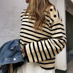 Load image into Gallery viewer, Striped Color Block Sweater Women Acrylic Knit N5A801