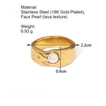 Load image into Gallery viewer, 18K Gold Plated Lava Pearl Ring Women Titanium Steel N6H166