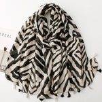 Load image into Gallery viewer, Zebra Print Fringe Scarf Shawl Women Vacation N6H254