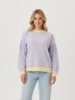 Load image into Gallery viewer, Color Block Trim Round Neck Sweatshirt Women N6B104