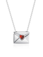 Load image into Gallery viewer, Heart Envelope Locket Photo Necklace Red Zircon N6C181
