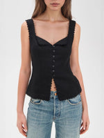 Load image into Gallery viewer, French Lace Trim Button Front Sleeveless Tank N6F018