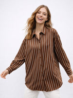 Load image into Gallery viewer, Striped Loose Collared Shirt Women N6C101