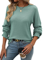 Load image into Gallery viewer, Relaxed Ribbed Long Sleeve T-Shirt Women N6A197