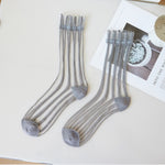 Load image into Gallery viewer, Vertical Rib Crystal Sheer Mid-Calf Socks Women N6H032