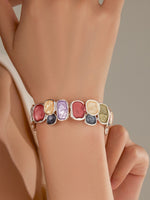Load image into Gallery viewer, Enamel Square Geometric Stretch Bangle Women N6C219