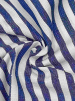 Load image into Gallery viewer, Blue Striped Mid Length Sleeve Blouse Women Vacation N6F229