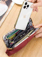 Load image into Gallery viewer, Genuine Leather Long Clutch with Snap Closure N6B198