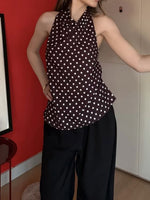 Load image into Gallery viewer, Polka Dot Halter Neck Tie-Up Top Women N6E159