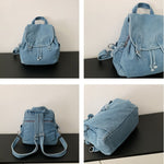 Load image into Gallery viewer, Unisex Denim Drawstring Flap Backpack N6J195