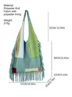 Load image into Gallery viewer, Crochet Fringe Color Block Tote Bag Women N6C046