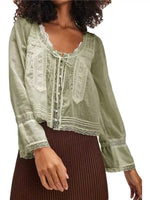 Load image into Gallery viewer, Autumn Lace U Neck Blouse Long Sleeve Women N6A186