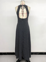 Load image into Gallery viewer, Retro Polka Dot Backless Tie Waist Midi Dress N6E167