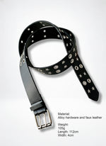 Load image into Gallery viewer, Rivet Punk Black Star Double Buckle Wide Belt Women N6C091