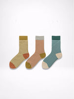 Load image into Gallery viewer, Color Block Stripe Mid Calf Socks Women N6C170