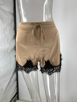 Load image into Gallery viewer, Puff Sleeve Waist Cinching Lace Shorts Set Women N6F260