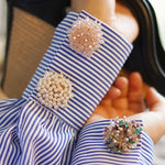 Load image into Gallery viewer, Crystal Turtle Shirt Cuff Cover No-Sew Button N6G120