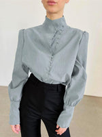Load image into Gallery viewer, Mandarin Collar Office White Shirt Women N6C135