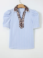 Load image into Gallery viewer, V Neck Puff Sleeve Chiffon Top Women N6B101