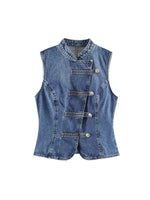 Load image into Gallery viewer, Denim Vest Knot Front Slim Fit Sleeveless N6F192