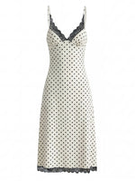 Load image into Gallery viewer, Lace Trim Polka Dot Slip Dress Women N6E143