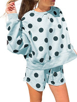Load image into Gallery viewer, Polka Dot Lounge Set Long Sleeve Shorts Women N6B097