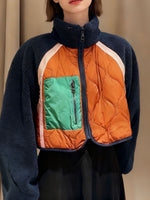 Load image into Gallery viewer, Color Block Fleece Short Jacket Plush Patchwork N5A724