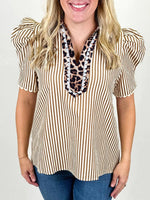 Load image into Gallery viewer, V Neck Puff Sleeve Chiffon Top Women N6B101