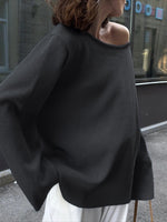Load image into Gallery viewer, Solid Relaxed Backless Cotton Knit Sweater Women N6G128