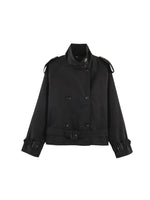 Load image into Gallery viewer, Loose Belted Double-Breasted Stand Collar Coat Women N6H125