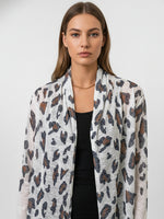 Load image into Gallery viewer, White Leopard Print Open Front Sweater Women N6B079