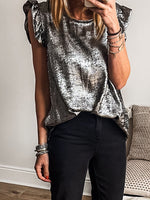 Load image into Gallery viewer, Ruffle Hem Round Neck Tank Top Women N6B099