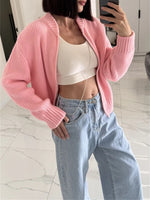 Load image into Gallery viewer, Simple Double Zip Round Neck Knit Cardigan Women N6G259