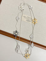 Load image into Gallery viewer, Metal Flower Color Block Long Chain Necklace Women N6B017