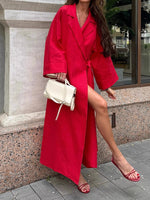 Load image into Gallery viewer, Linen Blend Notch Collar Maxi Dress Women N5A530