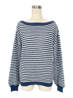 Load image into Gallery viewer, Off Shoulder Stripe Knit Sweater Drop Sleeve Women N6B031