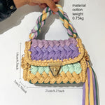 Load image into Gallery viewer, Handwoven Crochet Colorblock Shoulder Bag Tassel N6F094