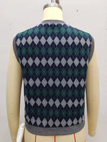 Load image into Gallery viewer, Vintage Jacquard Knit Vest V Neck Button N6A166