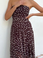 Load image into Gallery viewer, Polka Dot Mesh One-Shoulder Maxi Dress N6F028