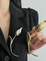 Load image into Gallery viewer, Tulip Bud Brooch Women Luxury Metal Pin N6A209