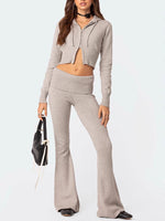 Load image into Gallery viewer, Hooded Zip-Up Sweatshirt and Pants Set Women N6D078