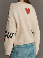 Load image into Gallery viewer, Heart Print Long Sleeve Round Neck Loose Knit Sweater N6H302