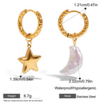 Load image into Gallery viewer, Star Moon Clip-On Earrings Steel 18K Gold-Plated S5P158