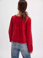 Load image into Gallery viewer, Autumn Lace U Neck Blouse Long Sleeve Women N6A186