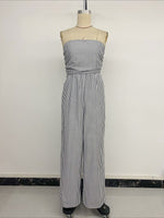 Load image into Gallery viewer, Strapless Stripe Jumpsuit Women Straight Leg N6C251