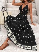 Load image into Gallery viewer, Halter Neck Maxi Dress with Floral Print Women N6B064