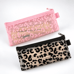 Load image into Gallery viewer, Leopard Flocked Nylon Mesh Pencil Pouch N6J262