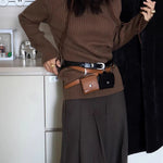 Load image into Gallery viewer, Genuine Leather Belt Bag Women Mini Waist Pack N6H322
