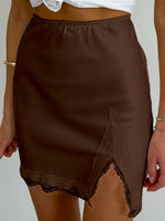 Load image into Gallery viewer, Lace Trim High Slit Midi Skirt Women N6A189